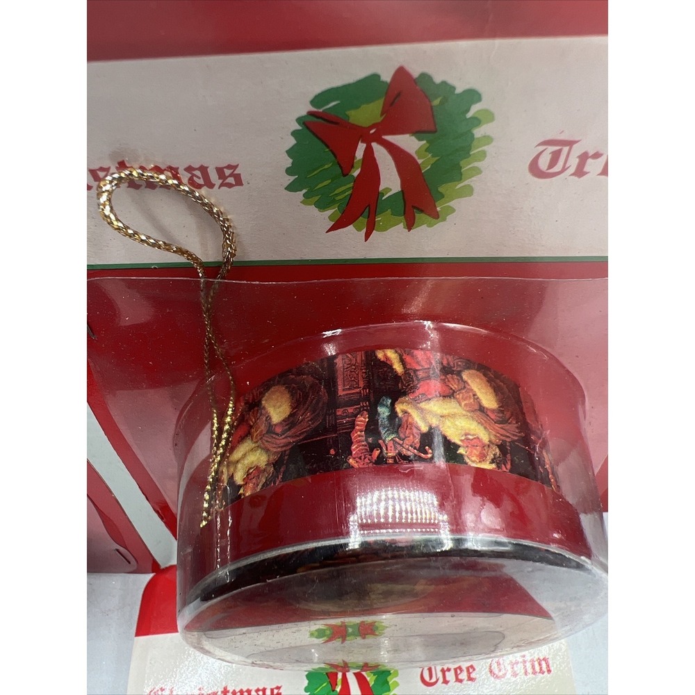 Vintage Victorian Box Container Christmas Ornament Lot Of 4 Santa Tree Trim NIP - Picture 5 of 9